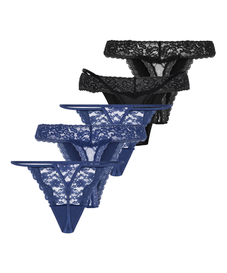 5-pack Fashion Thong, Blue