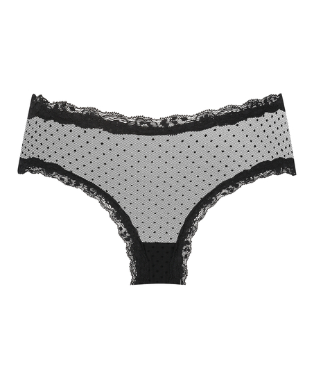 V-shaped Brazilian knickers mesh, Black