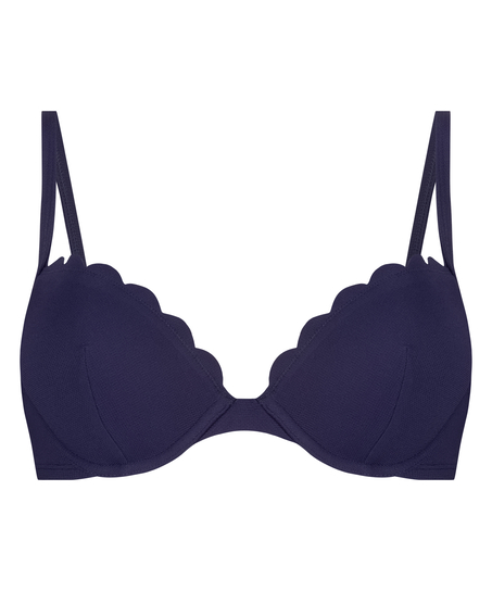 Scallop padded underwired bikini-top, Blue