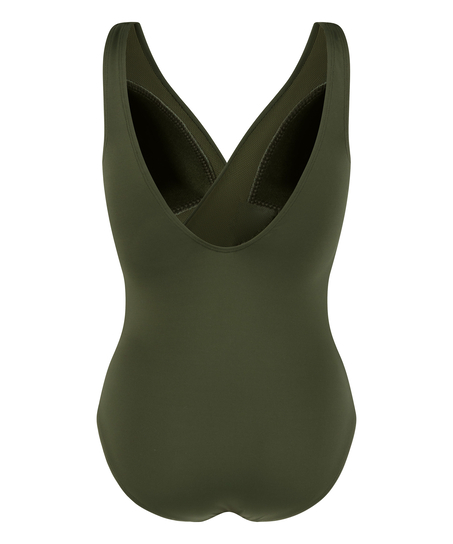 Shaping Shell Mesh Swimsuit, Green