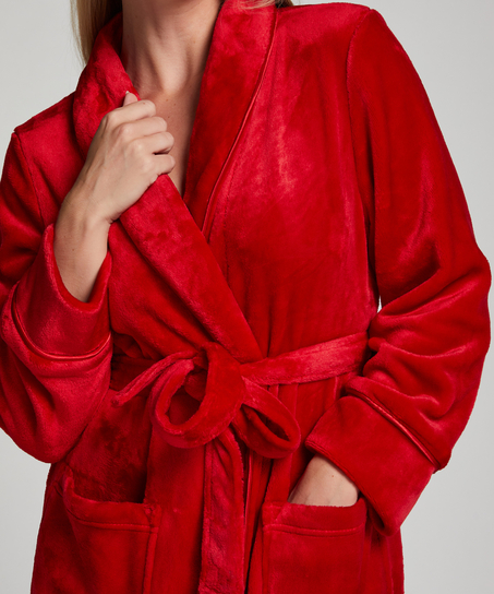 Fleece Bathrobe, Red