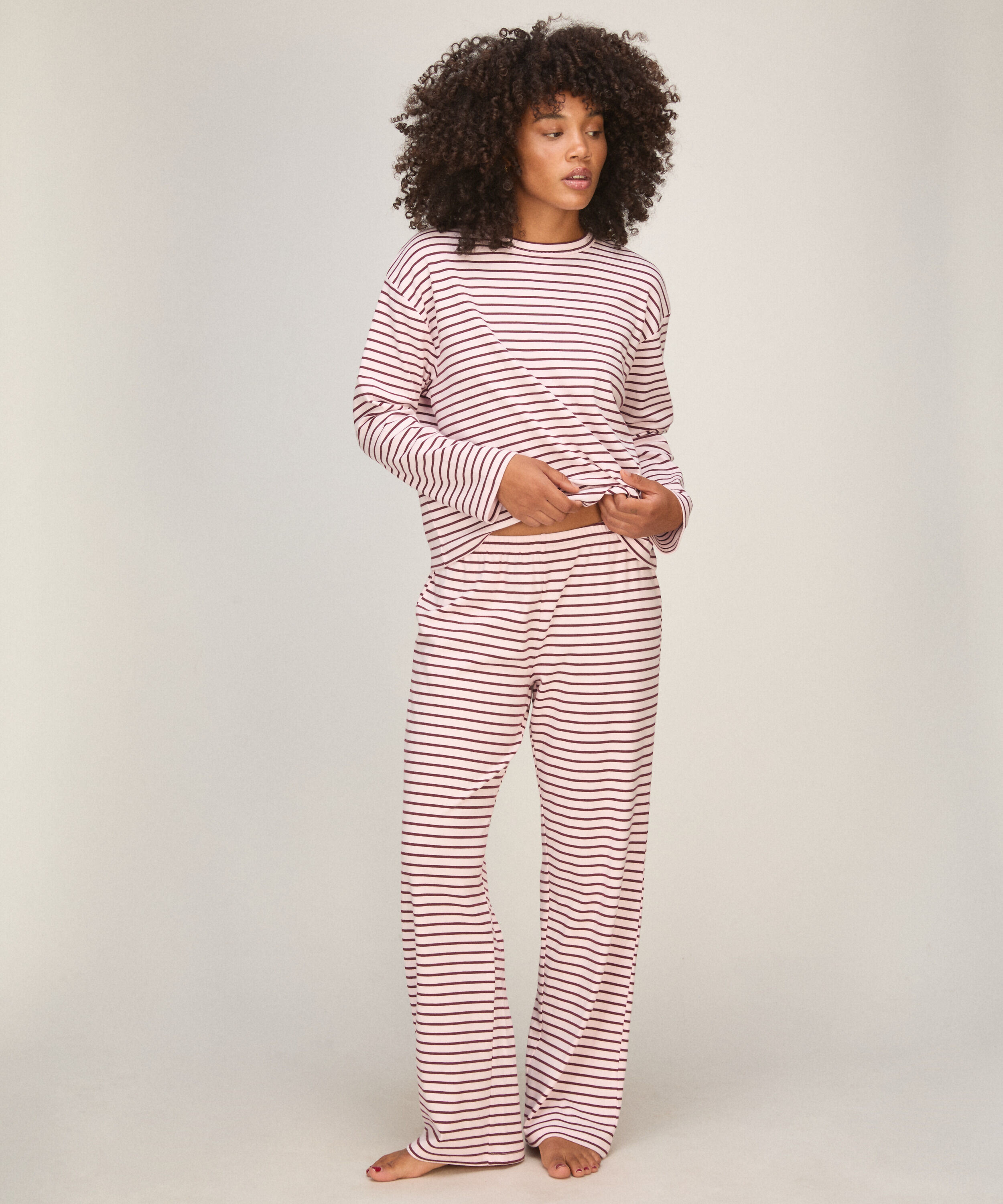 Striped Pyjama Long Sleeves, Pink