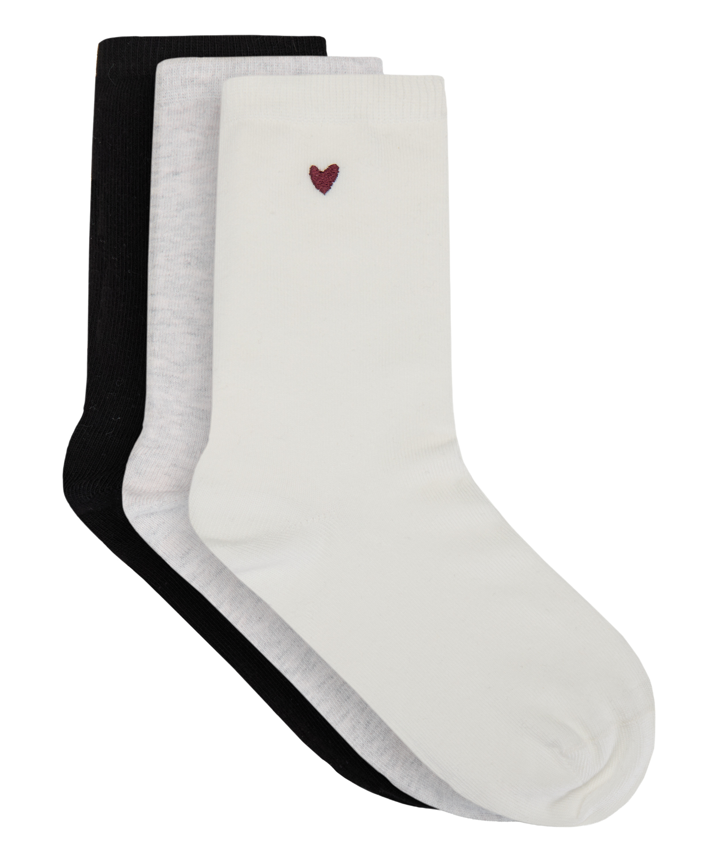 Socks 3 Pair Cotton, White, main