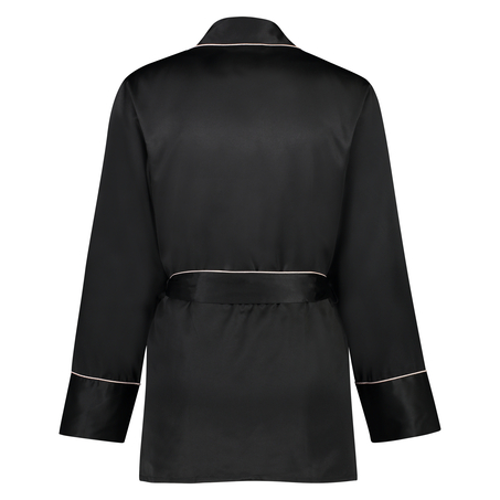 Satin Pyjama Jacket, Black