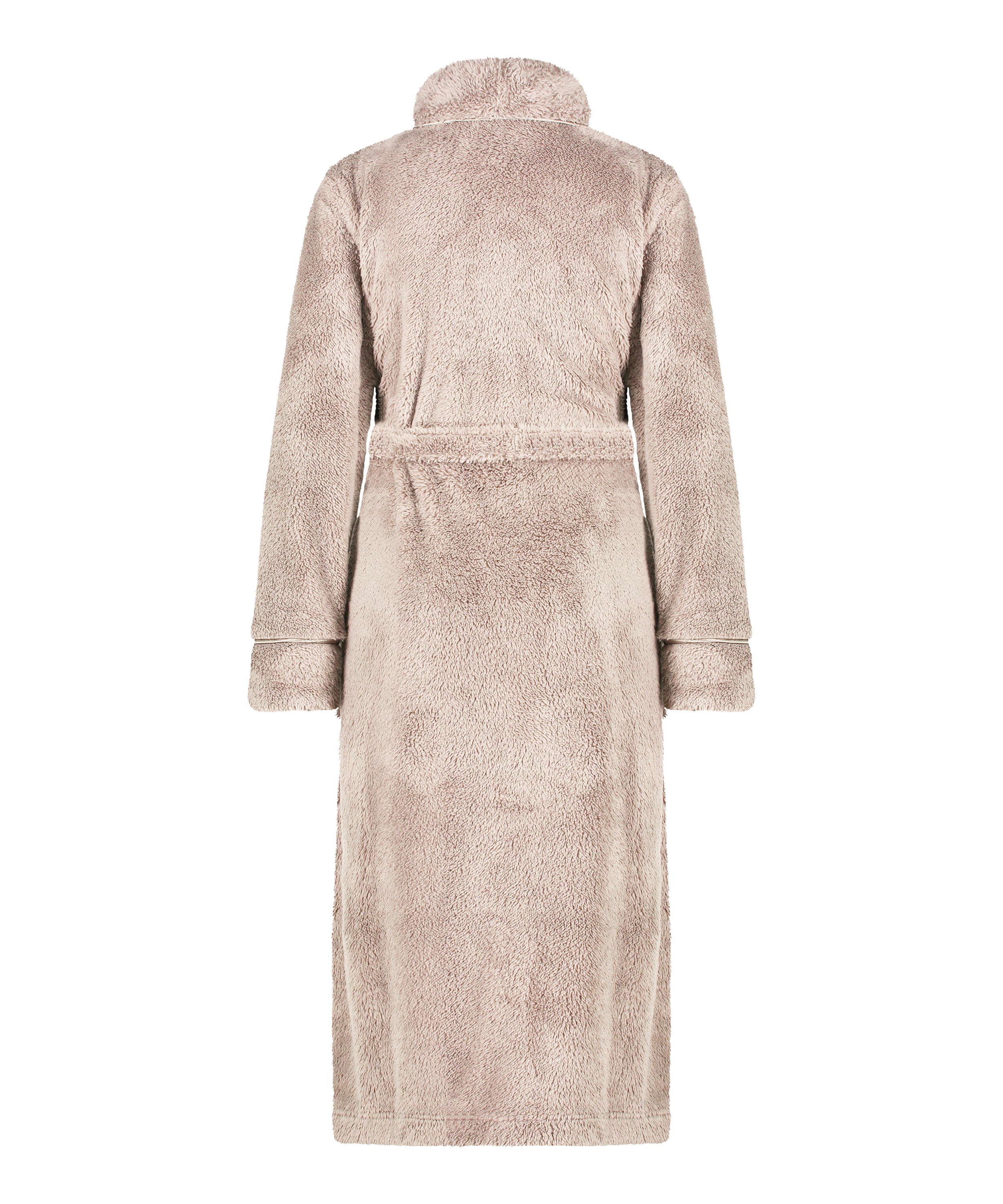 Long Fleece Bathrobe, Brown, main