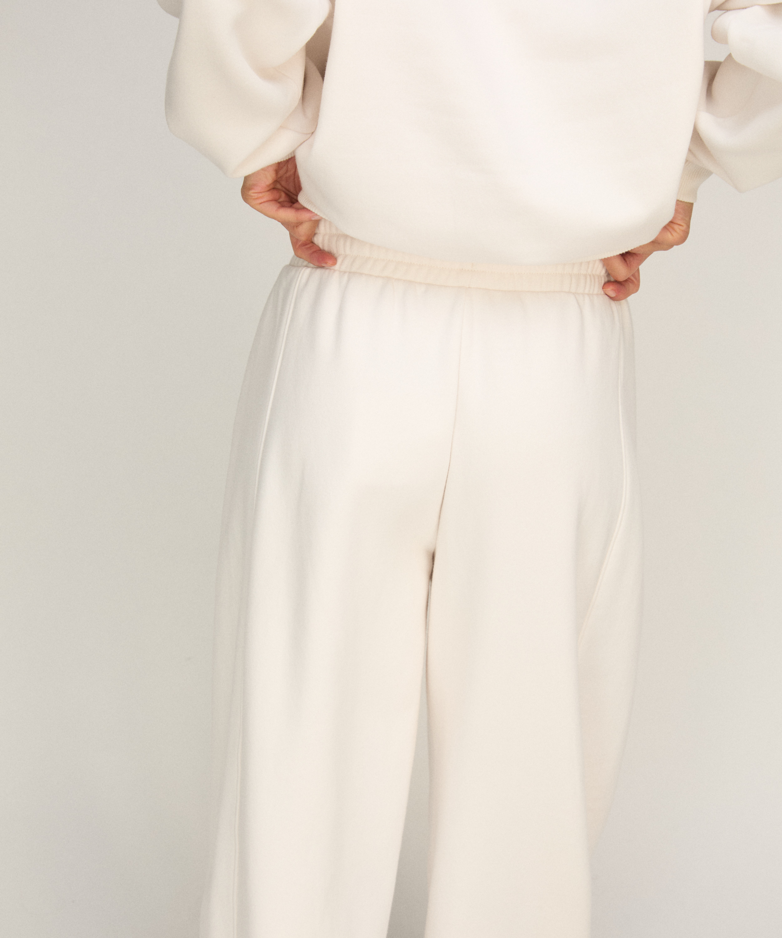 Pants Barrel Brushed Sweat, White, main