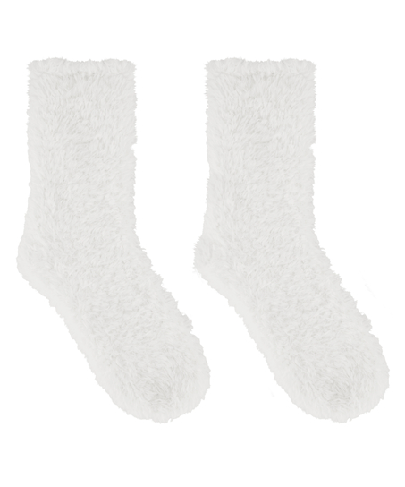 1 pair of knitted socks, White
