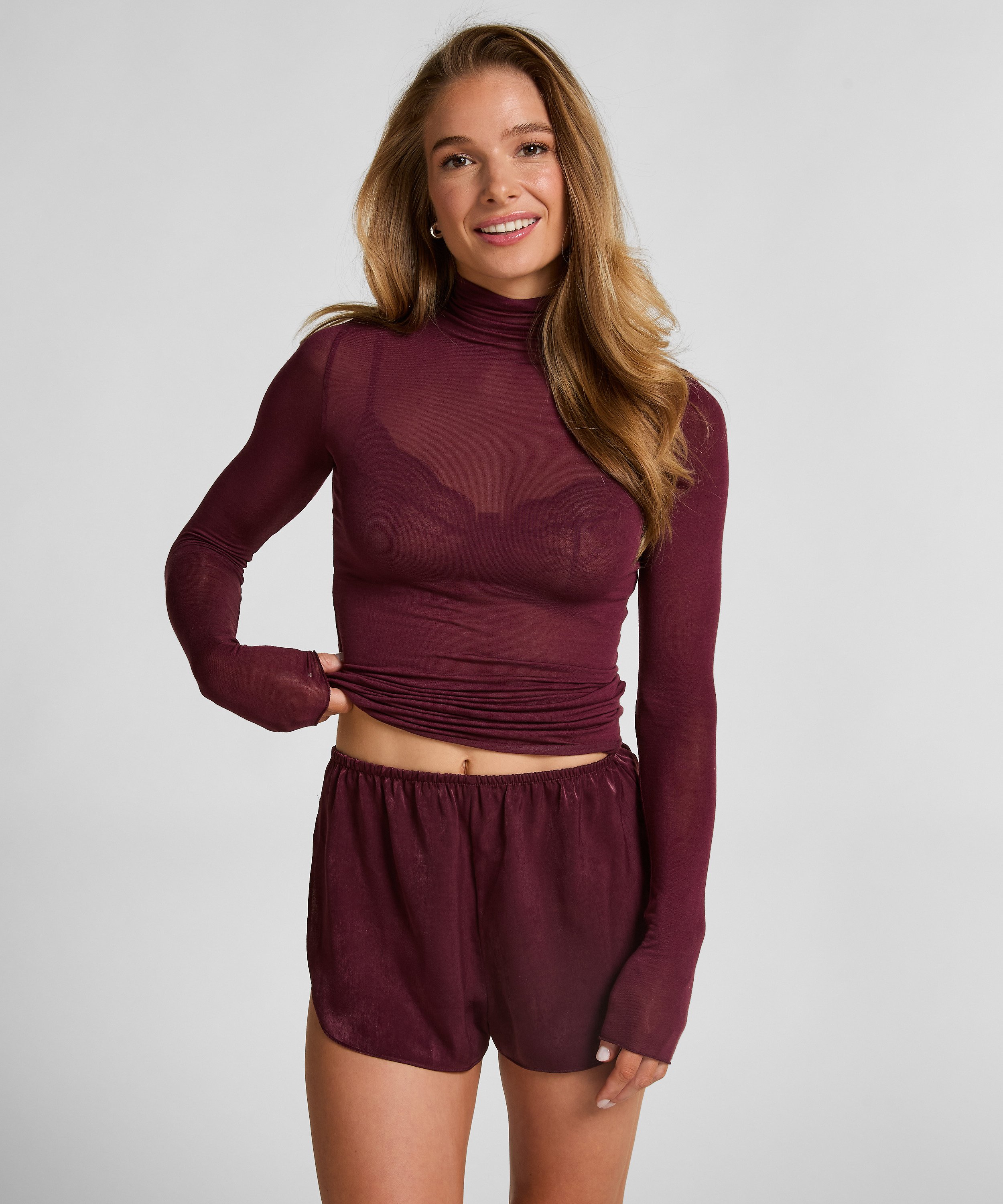 Short Satin Minimal, Purple, main