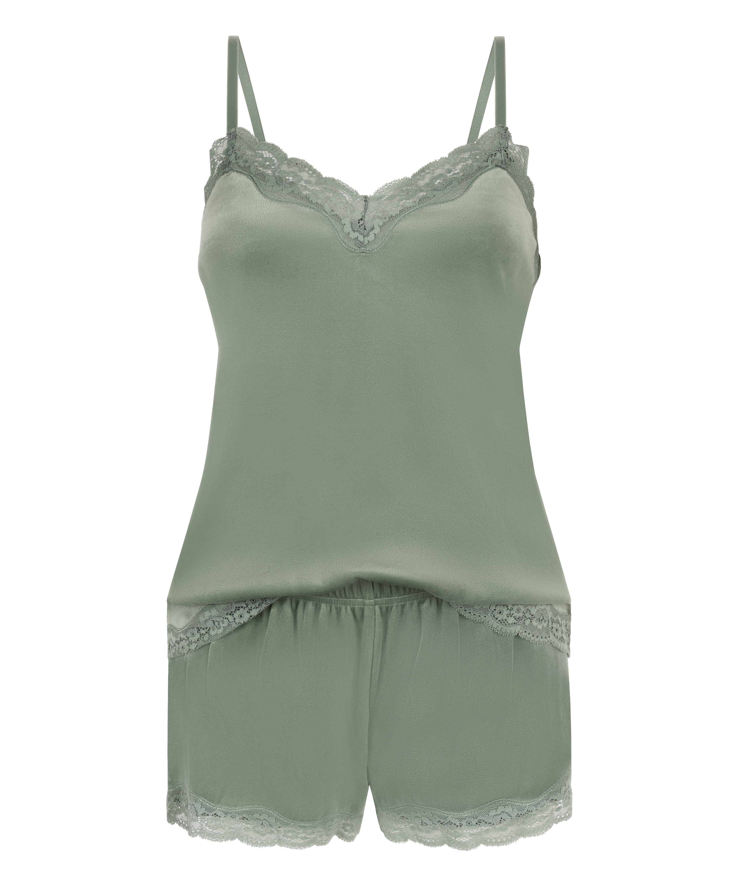 Velours Pyjama Set, Green, main