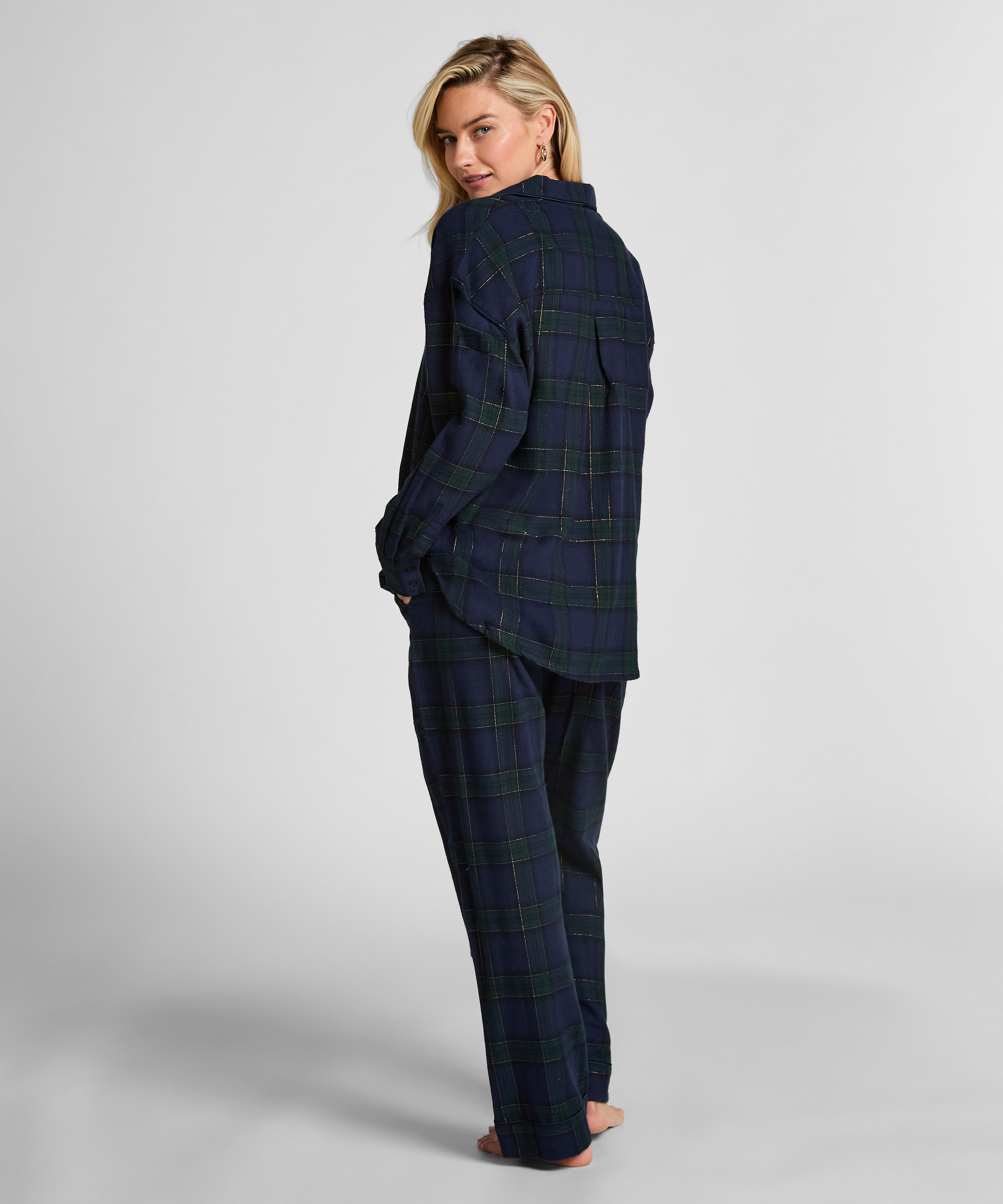 Flannel Pyjama Top, Blue, main