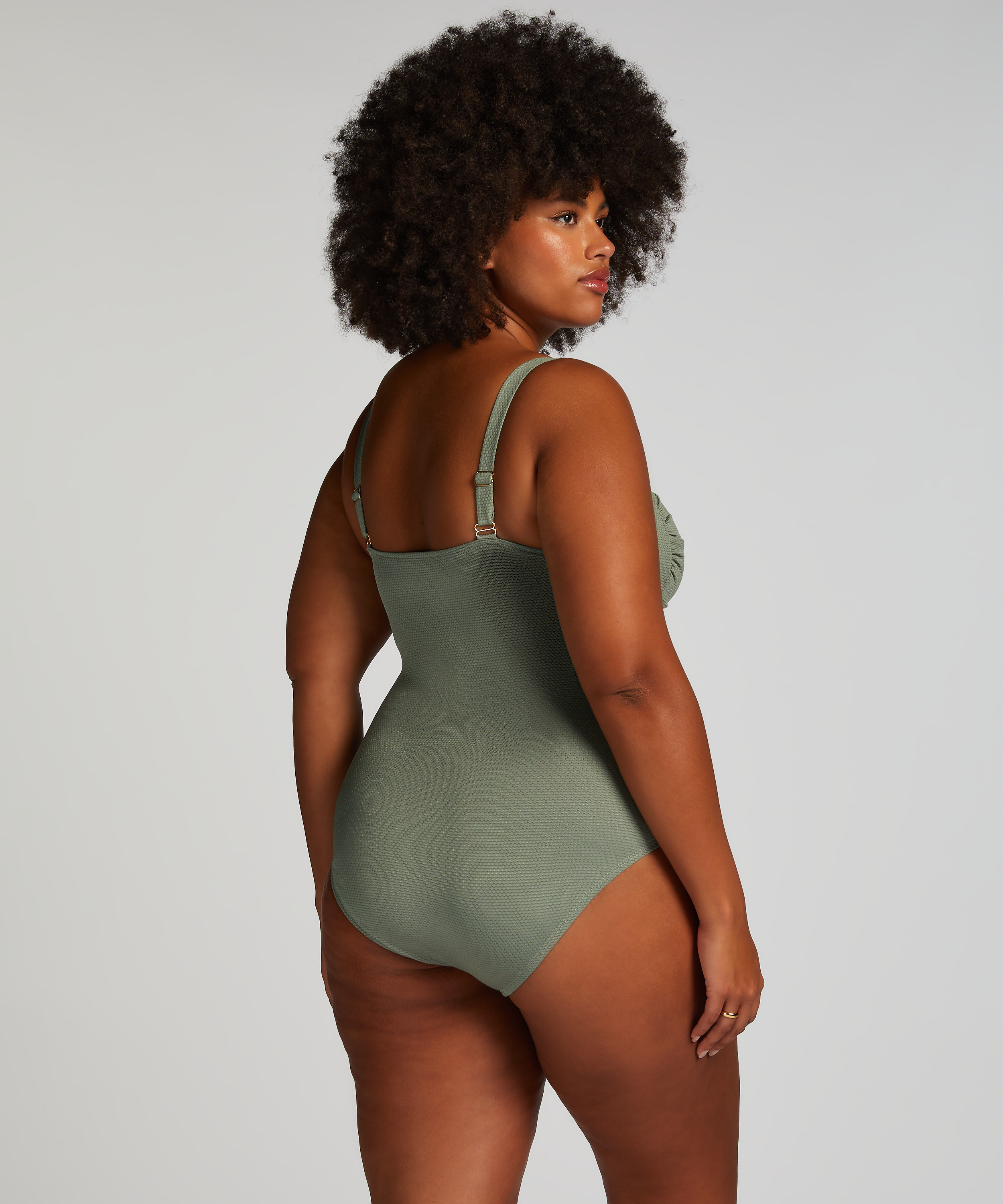Shaping Scallop Swimsuit, Green, main
