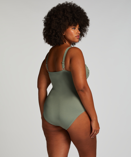 Shaping Scallop Swimsuit, Green
