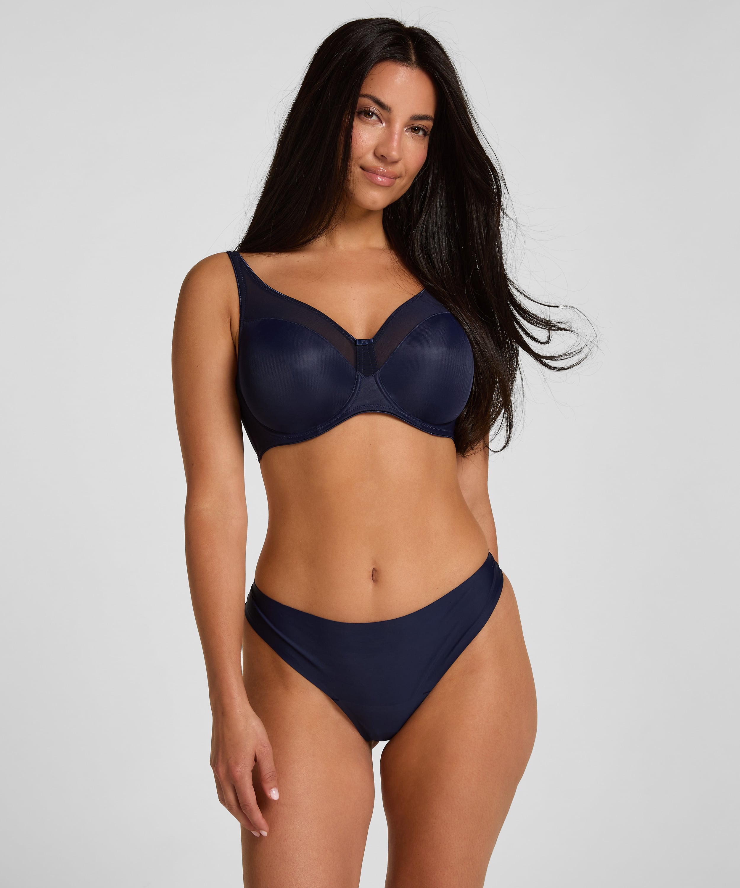 Lace Back Invisible Thong, Blue, main