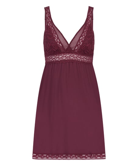 Grafic jersey lace slip dress, Purple