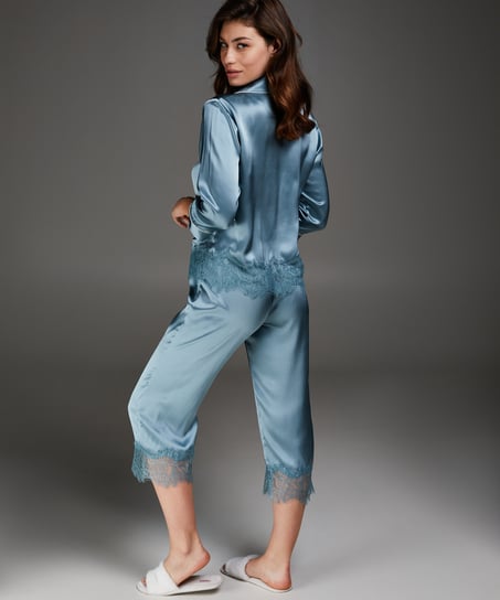 Silk pyjama top, Blue