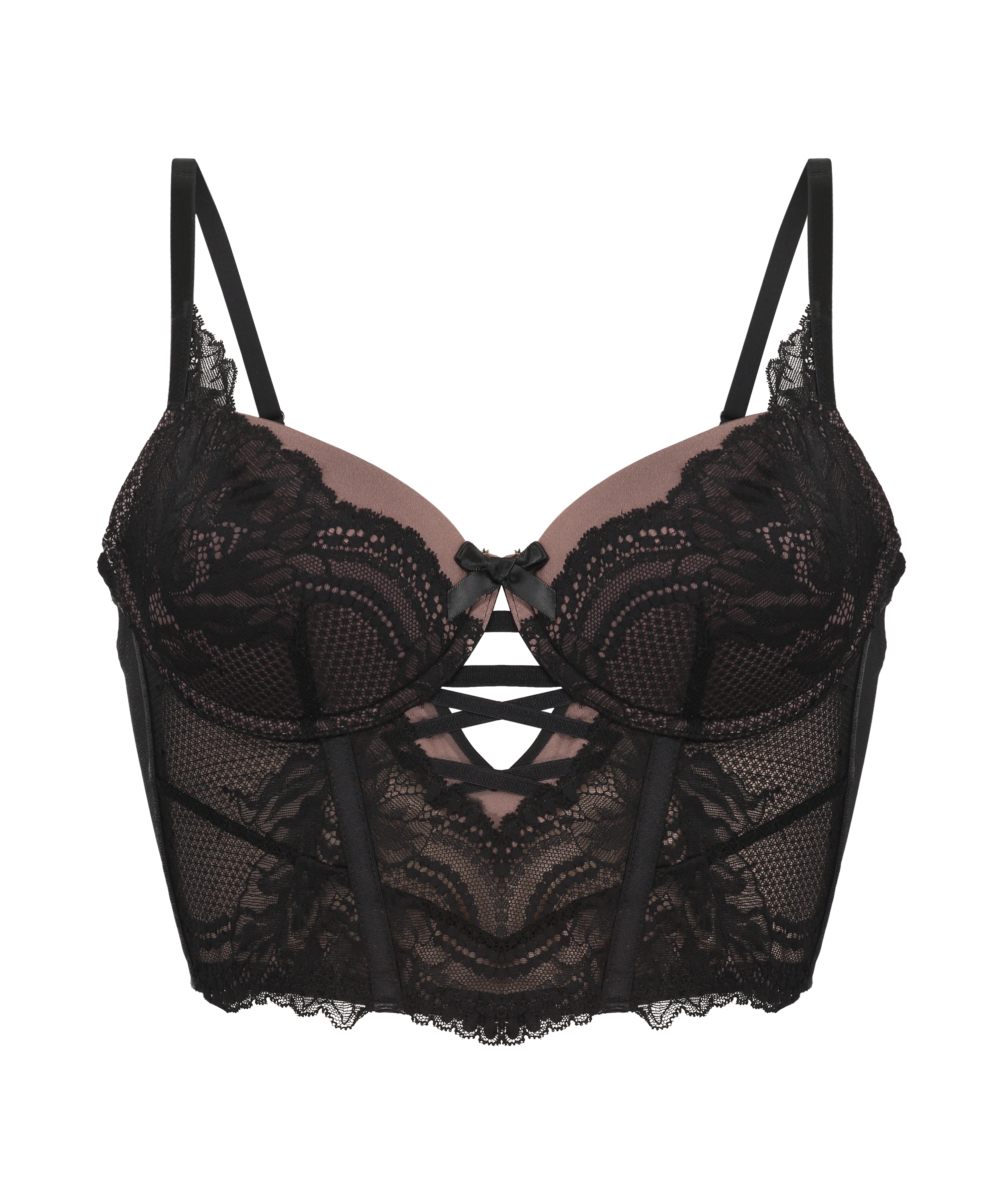 Kimberley Padded Longline Underwired Bra, Black, main