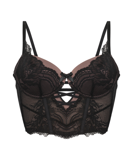 Kimberley Padded Longline Underwired Bra, Black