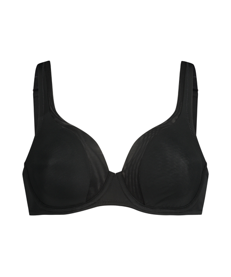 Mesh non-padded underwired bra, Black