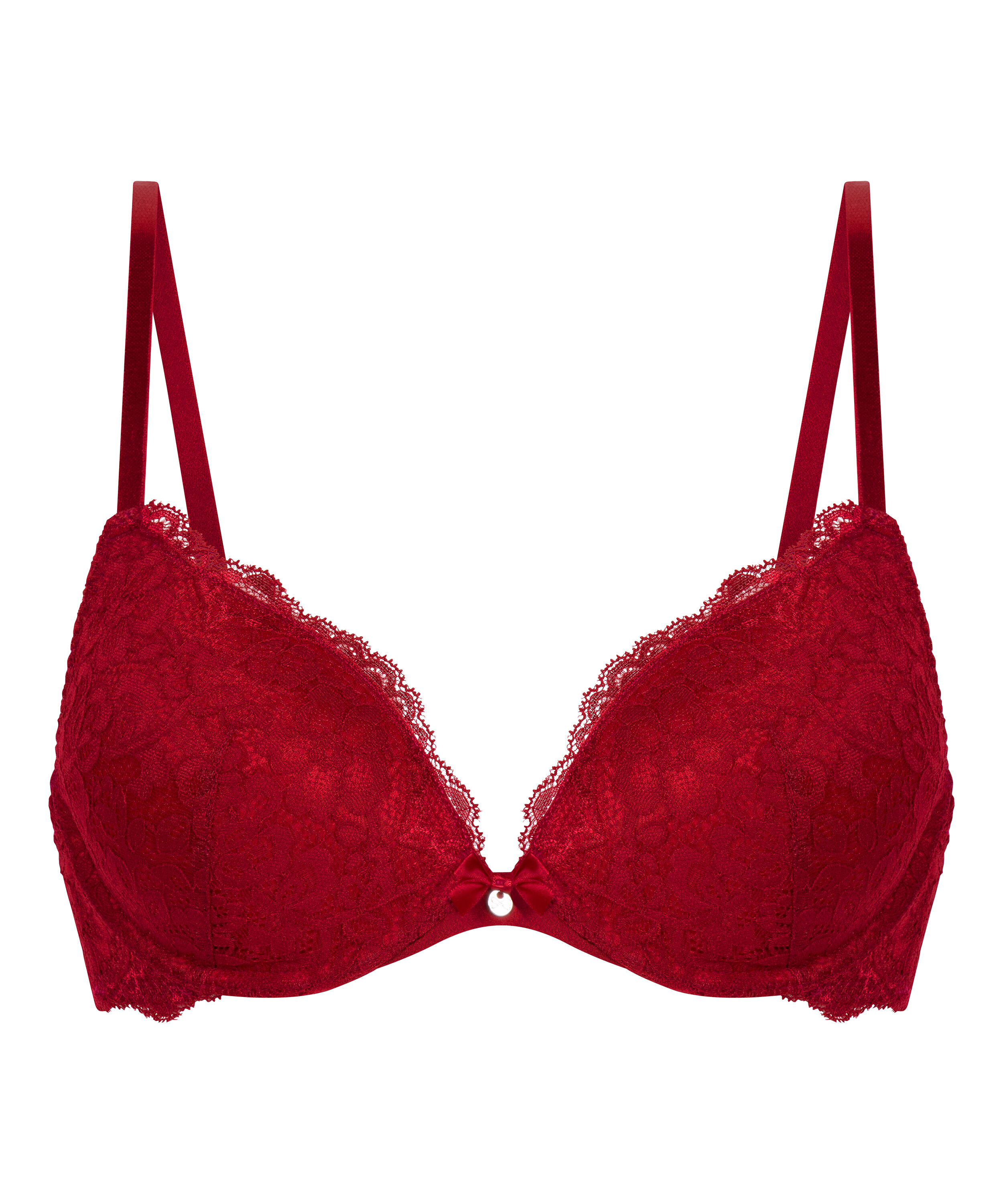 Marine Padded Push-Up Underwired Bra, Red
