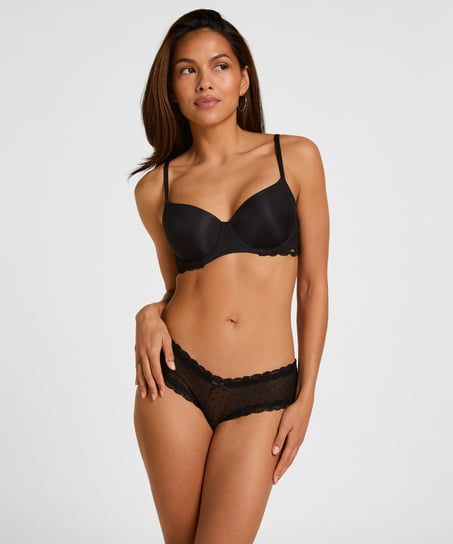 V-shaped Brazilian knickers mesh, Black