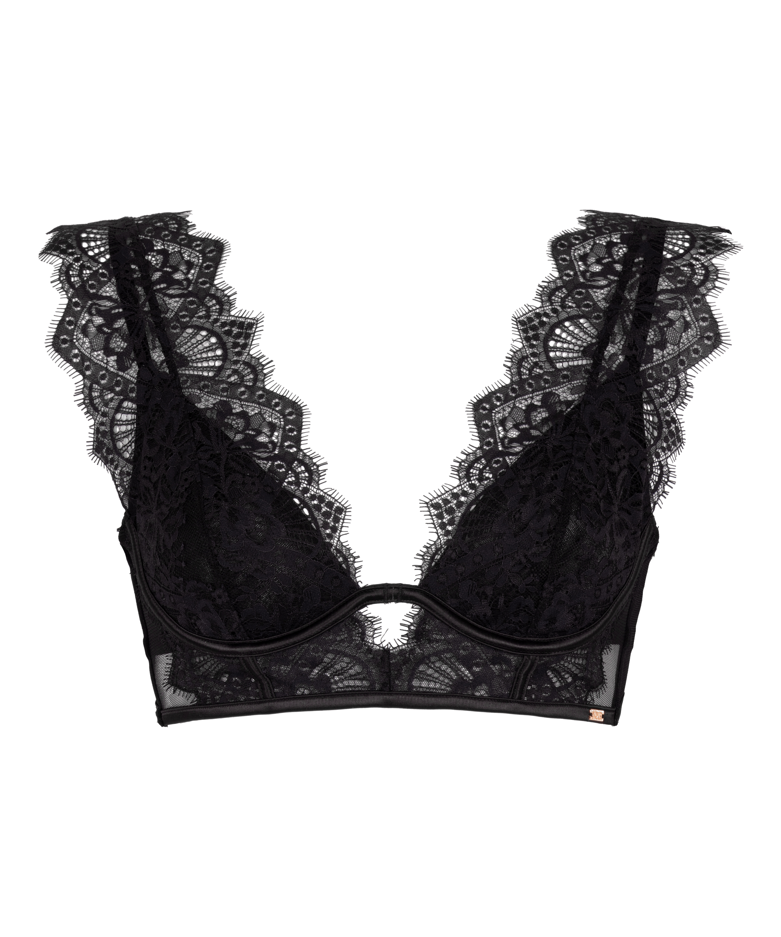 Zoe Non-Padded Underwired Longline Bra, Black, main