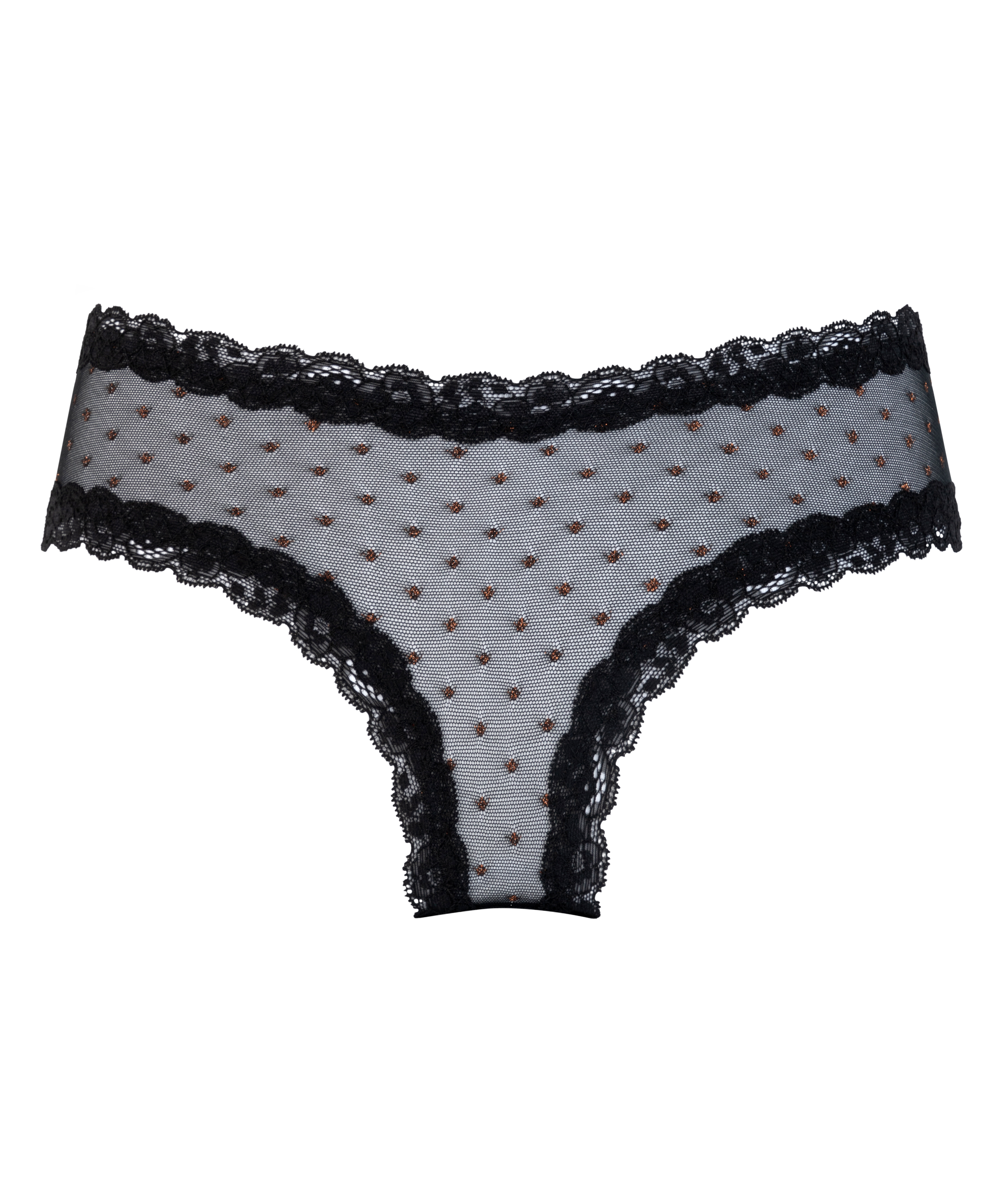 V-shaped Brazilian knickers mesh, Black, main