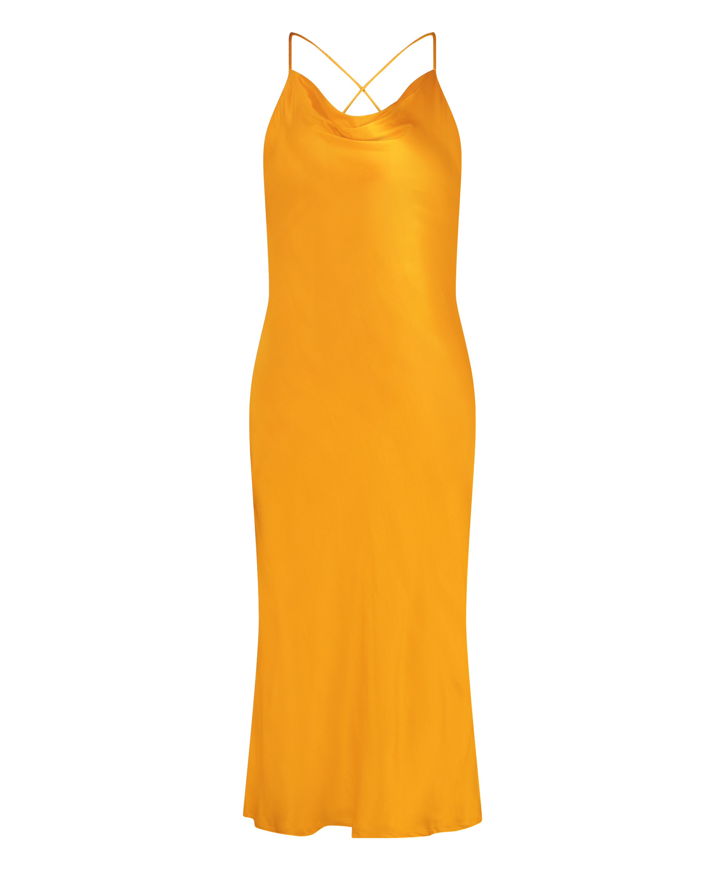 Satin Midi Dress, Orange, main