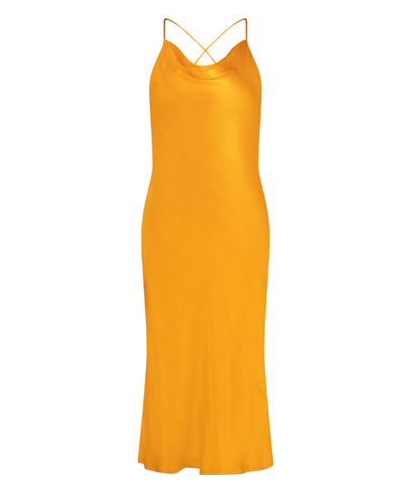 Satin Midi Dress, Orange