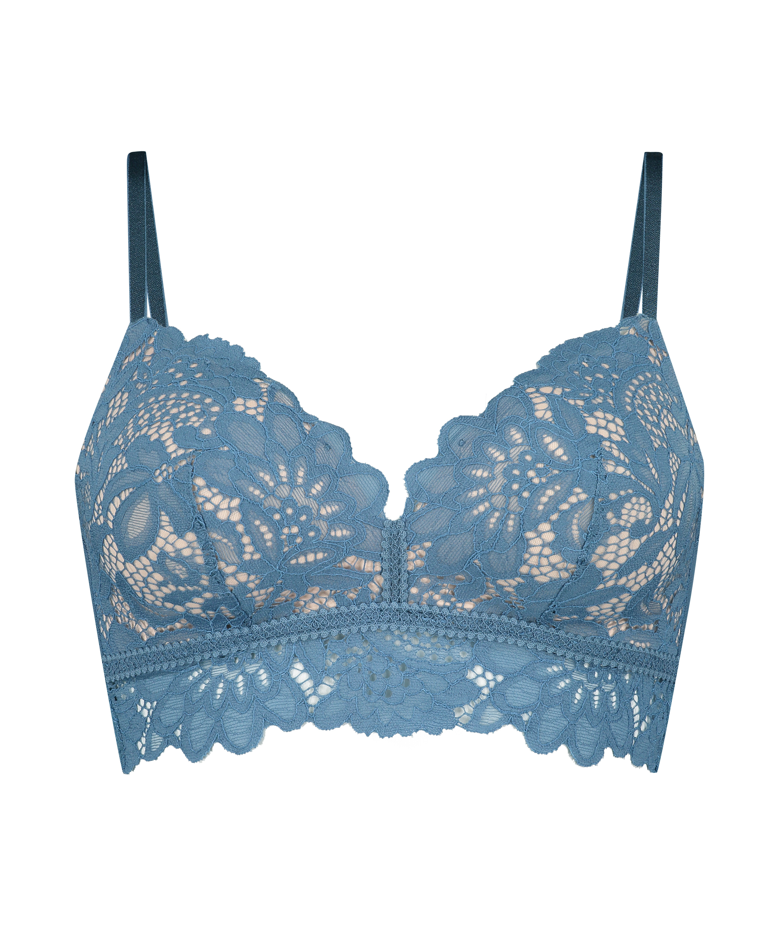 Shiloh Padded Longline Non-Underwired Bra, Blue, main