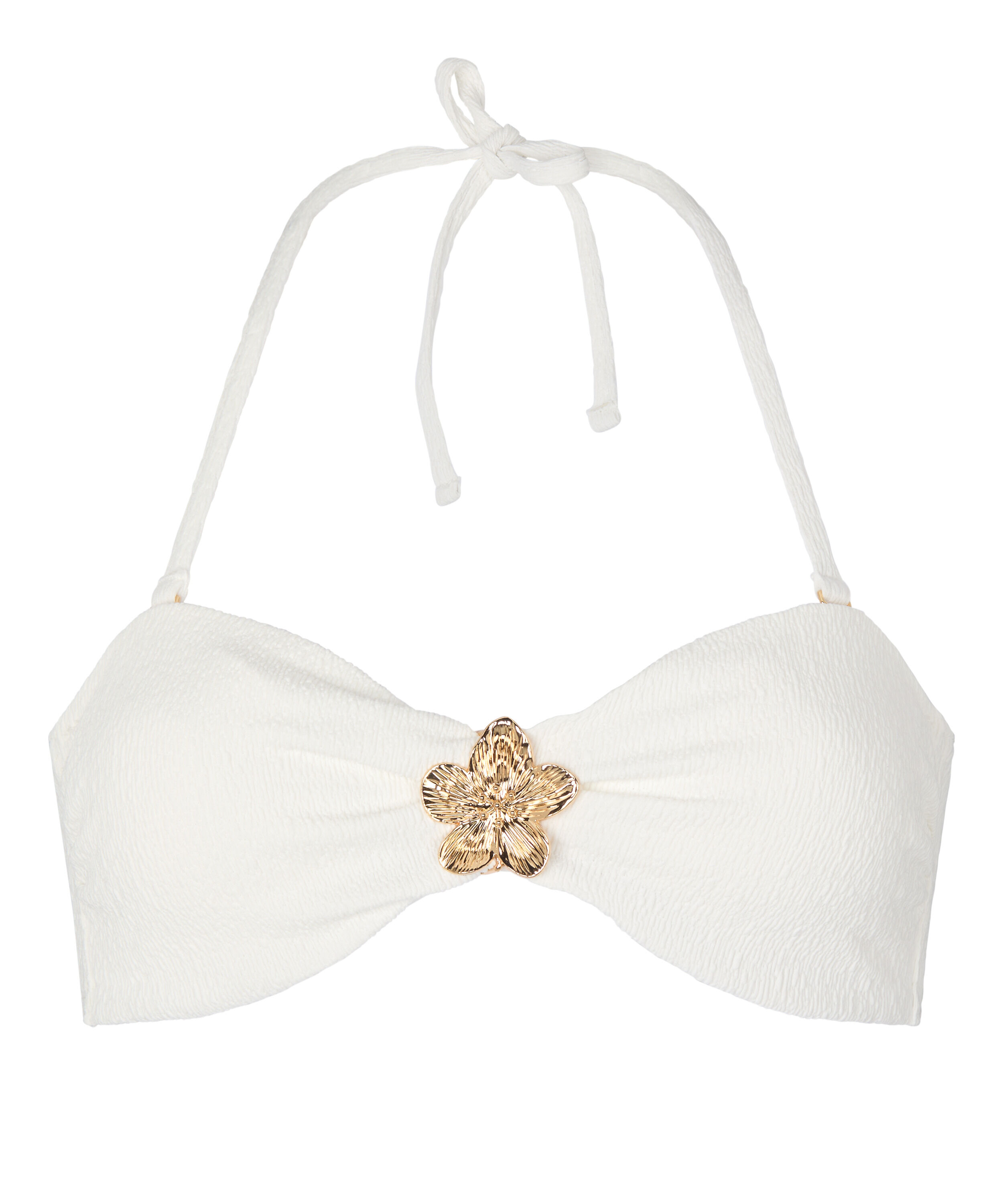 Bandeau Bikini Top Crinkle, White