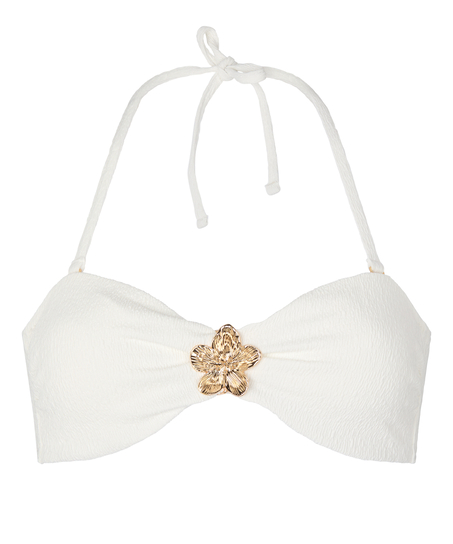 Bandeau Bikini Top Crinkle, White