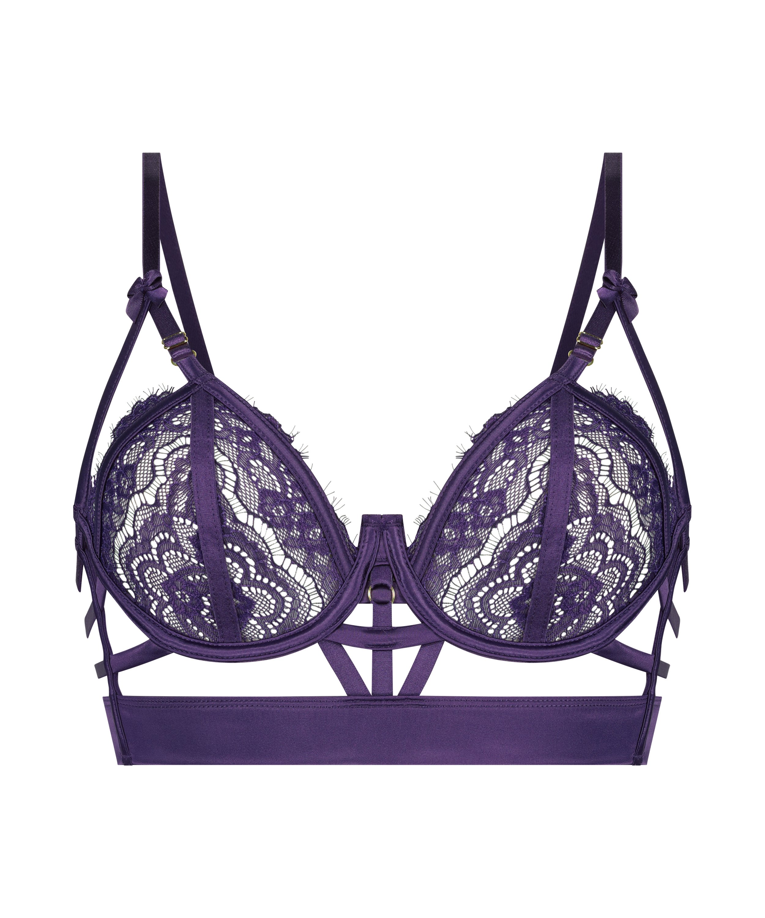 Mitzy non-padded longline underwired bra, Purple, main