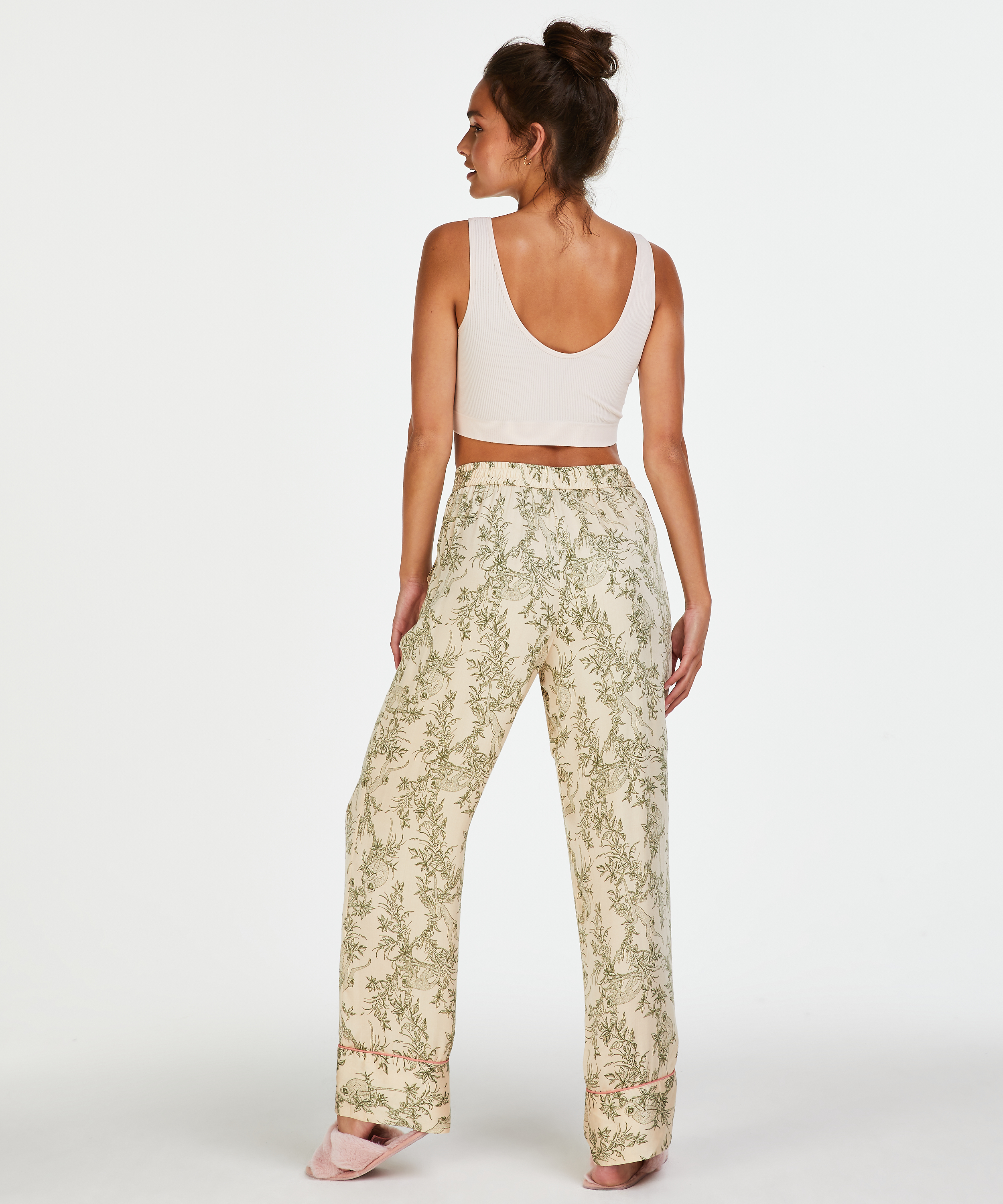 Woven Pyjama Bottoms, Beige, main