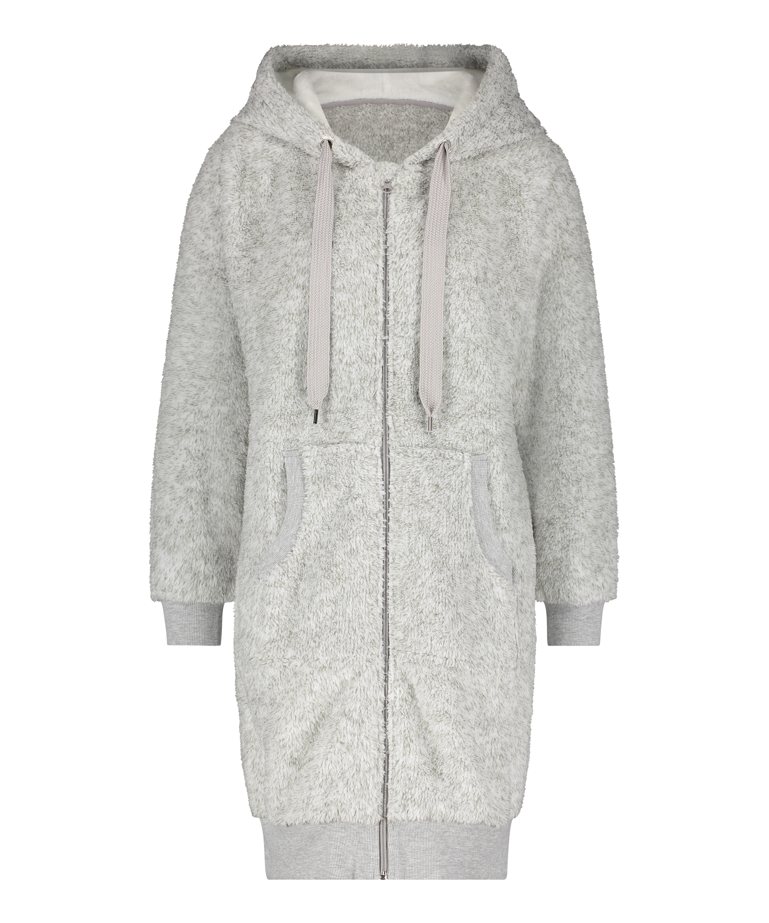 Fleece Bathrobe, Gray, main