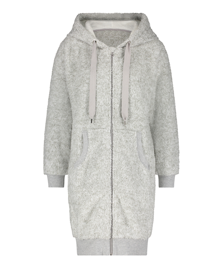 Fleece Bathrobe, Gray