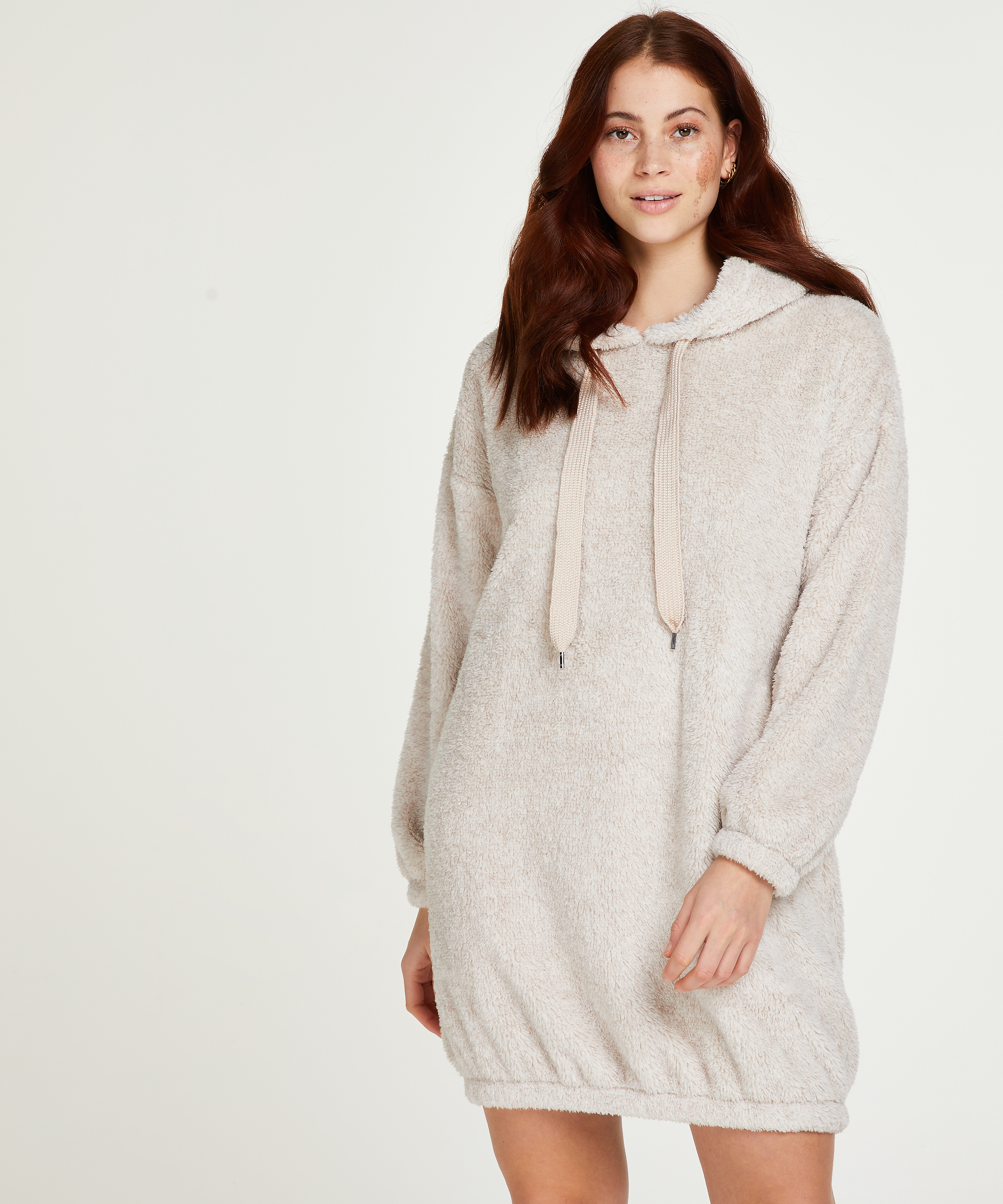 Snuggle Fleece Dress, Beige, main