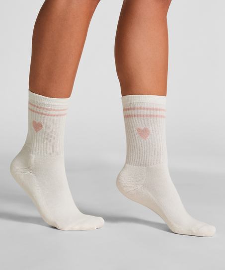 Cotton Crew Socks, White