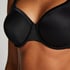 Satin Fleece Non-Padded Underwired Bra, Black