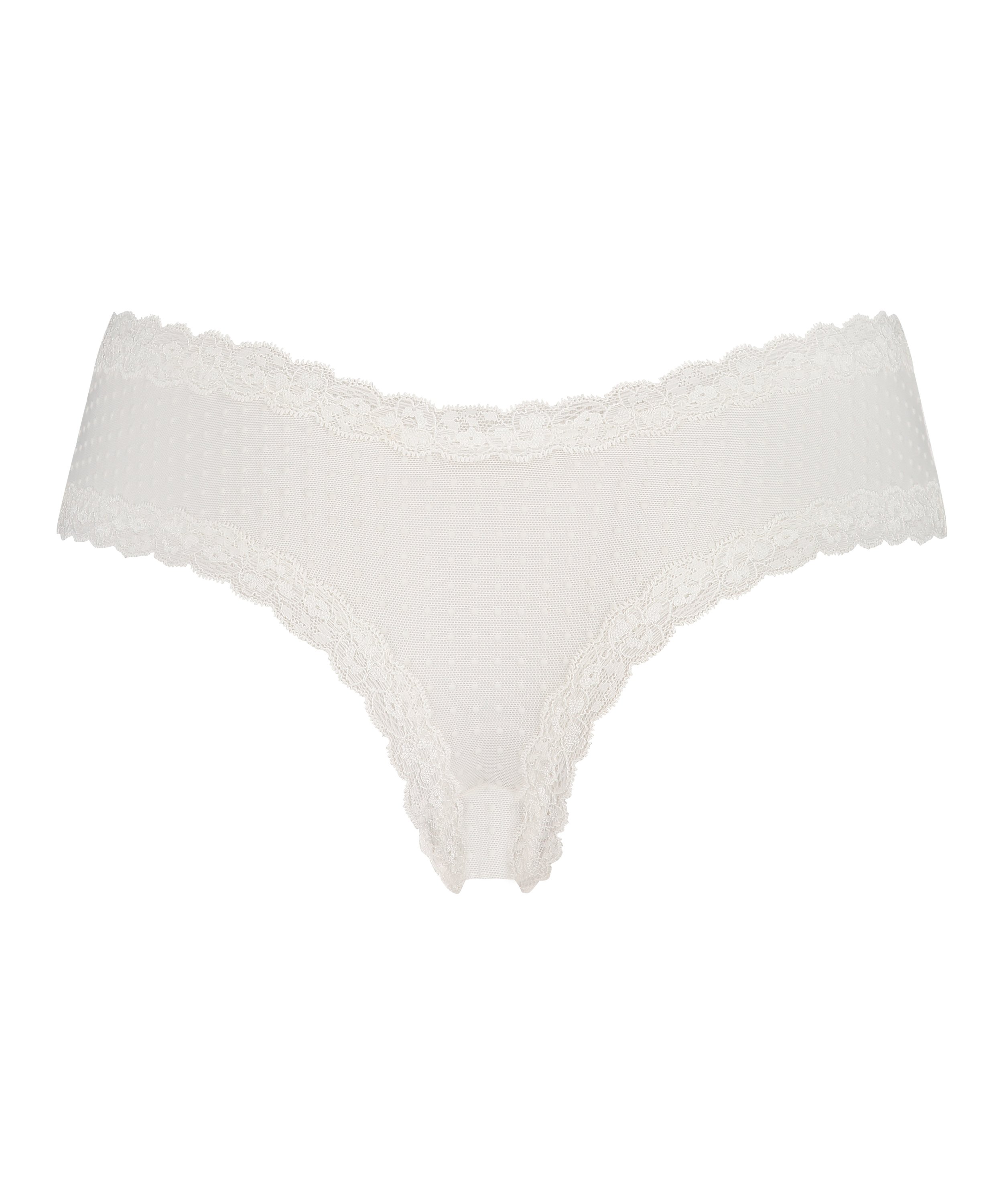 V-shaped Brazilian knickers mesh, White, main