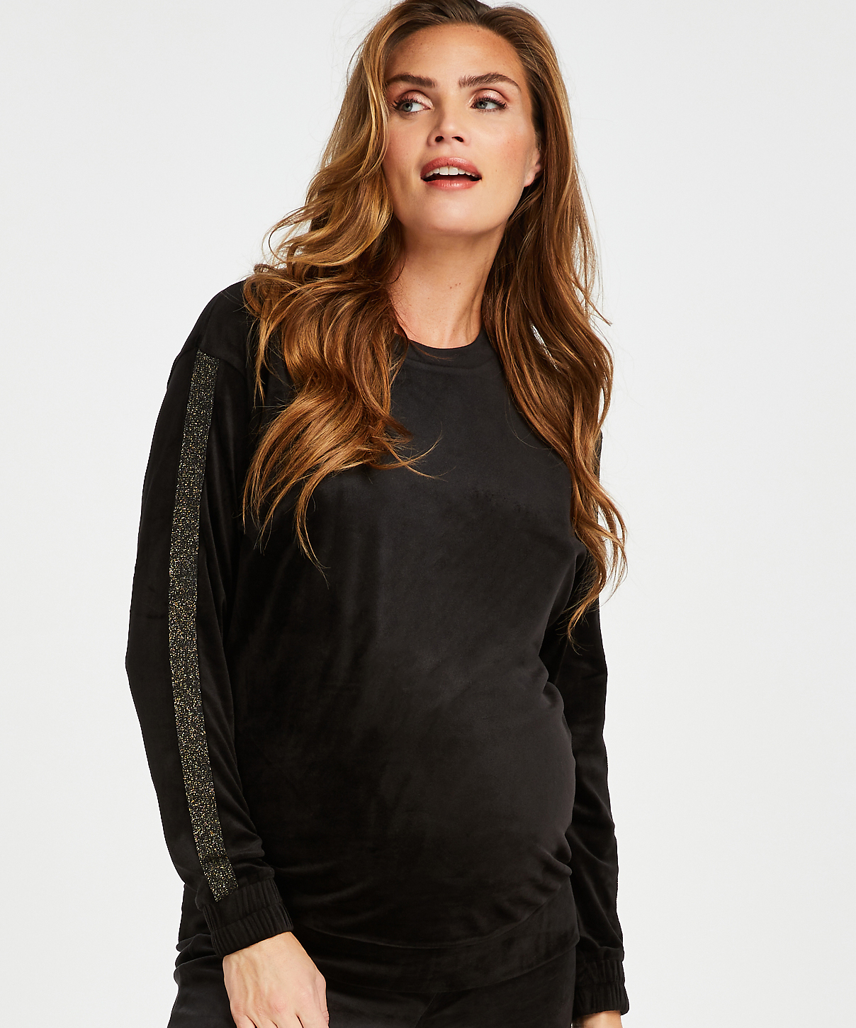 Velvet Shimmer maternity top, Black, main