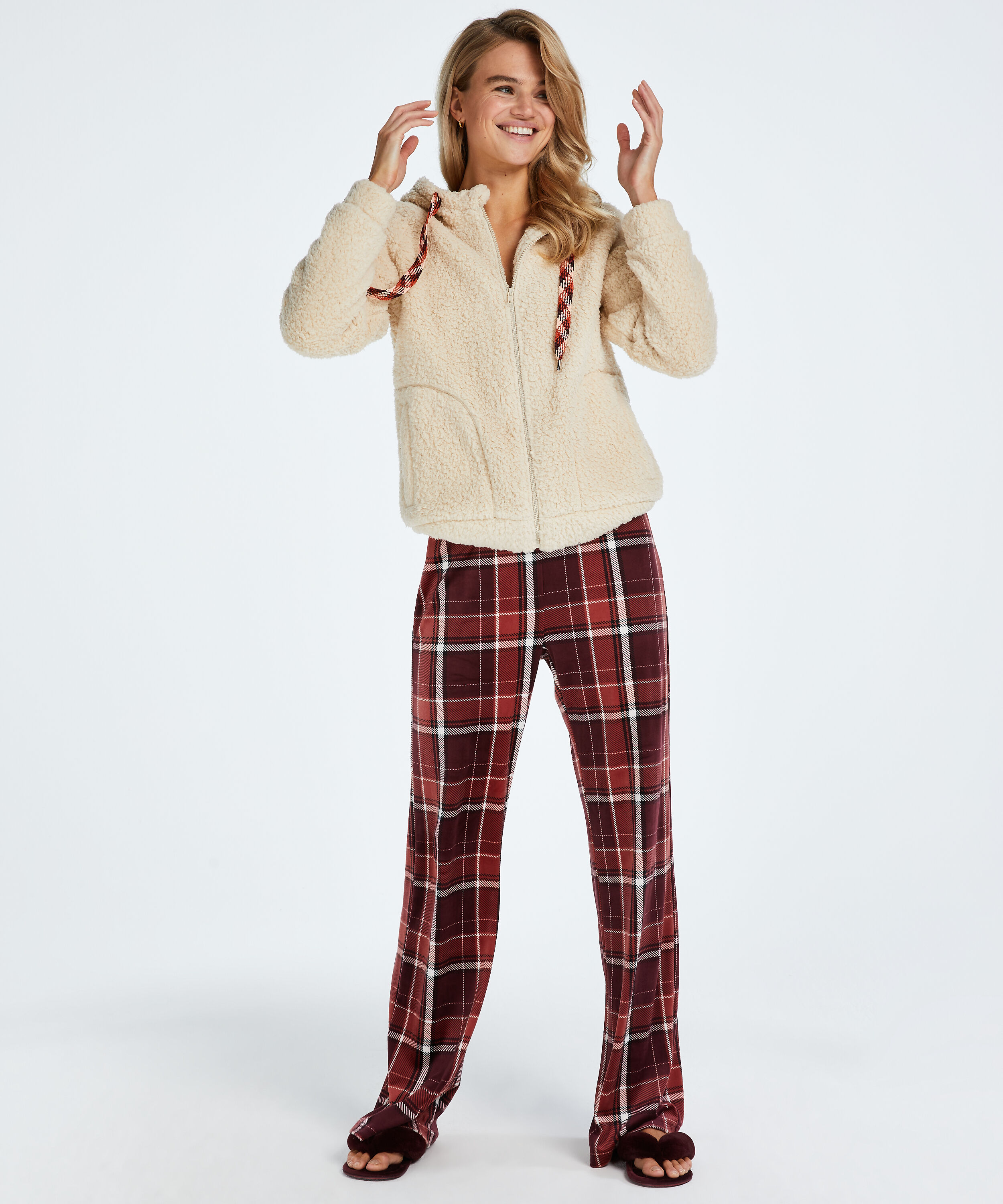 Tall Velours Pyjama Bottoms, Red