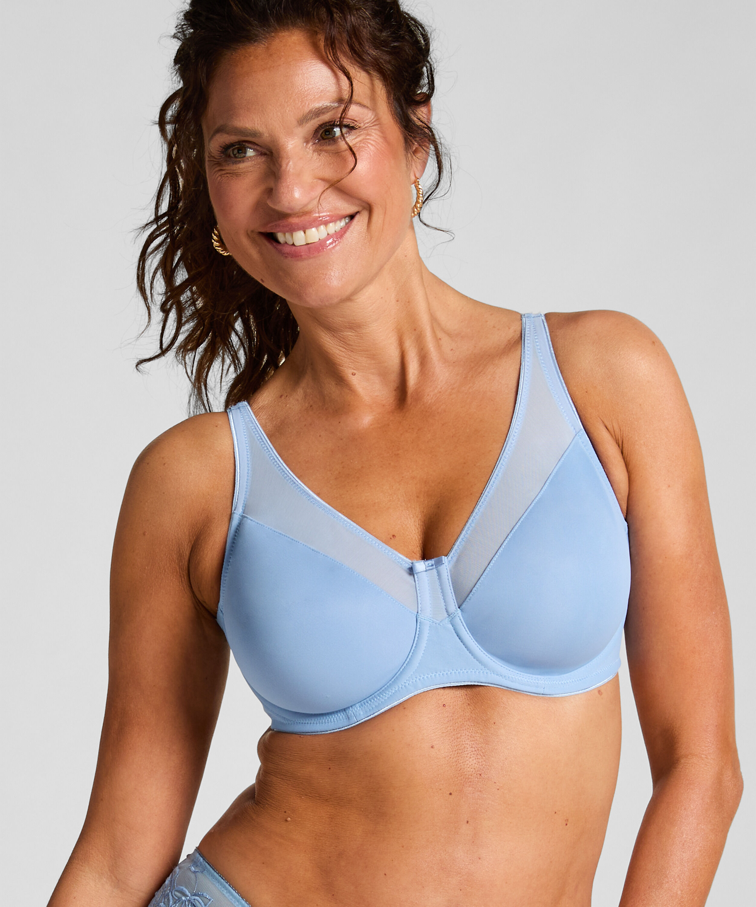 Nina Non-Padded Underwired Minimizer Bra, Blue