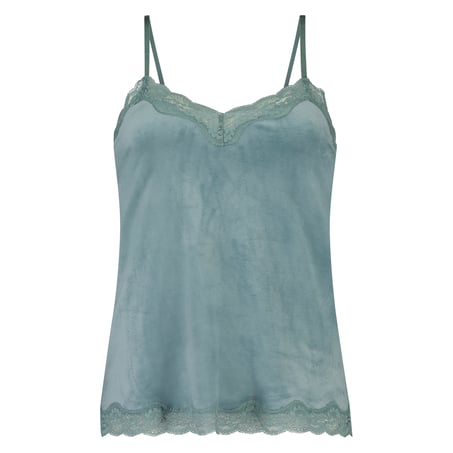 Velours Lace Cami Top, Green
