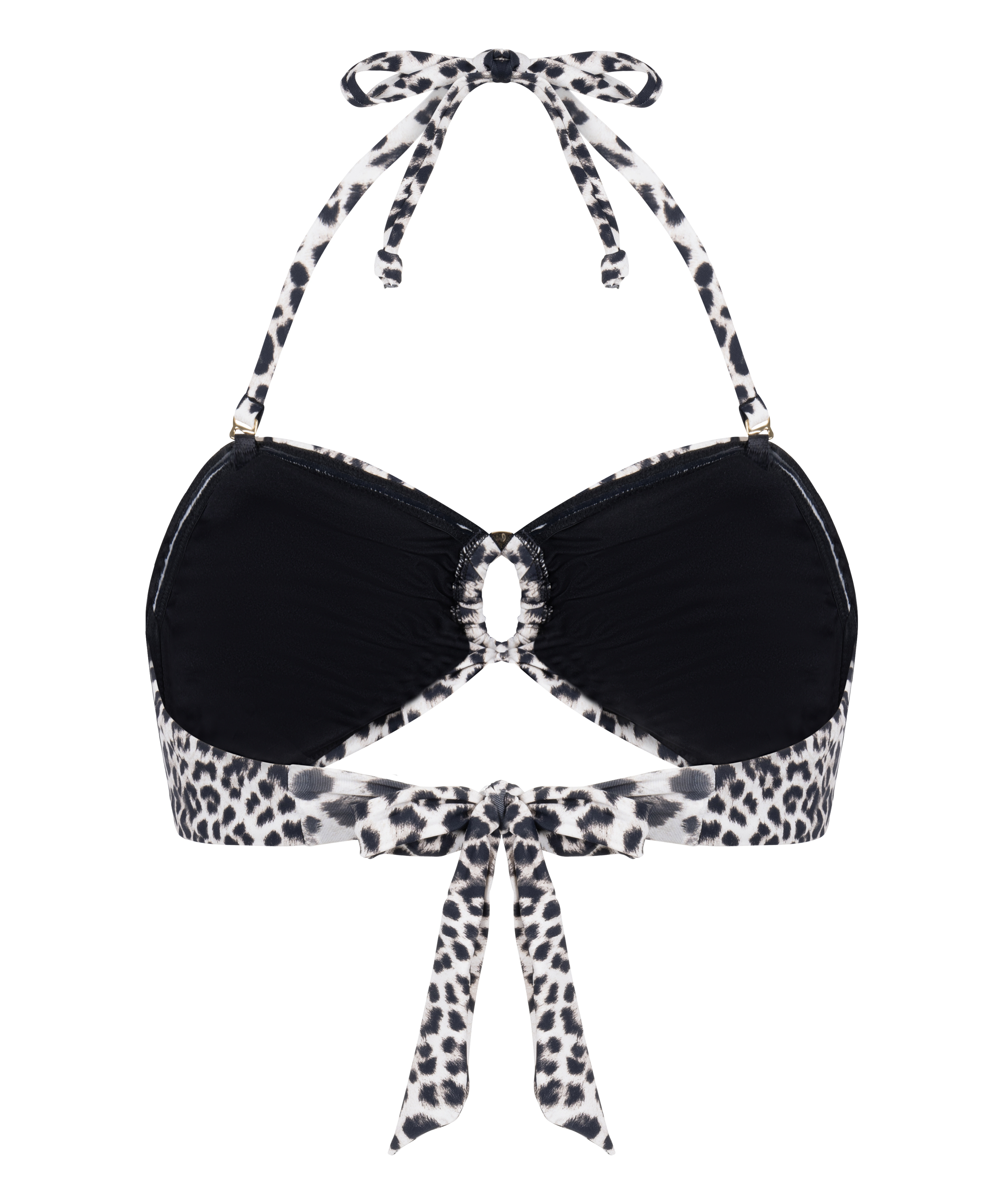Bandeau Bikini Top Leopard, Black, main