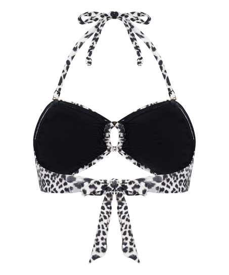 Bandeau Bikini Top Leopard, Black