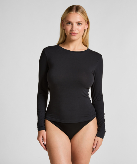 Longsleeved Shirt from Soft Cotton, Black