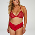 Rose Padded Triangle Bralette, Red