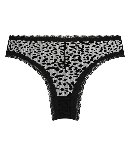 V-shaped Brazilian knickers mesh, Black