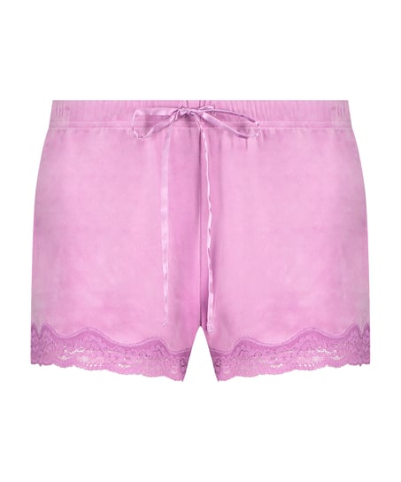 Velvet lace shorts, Pink