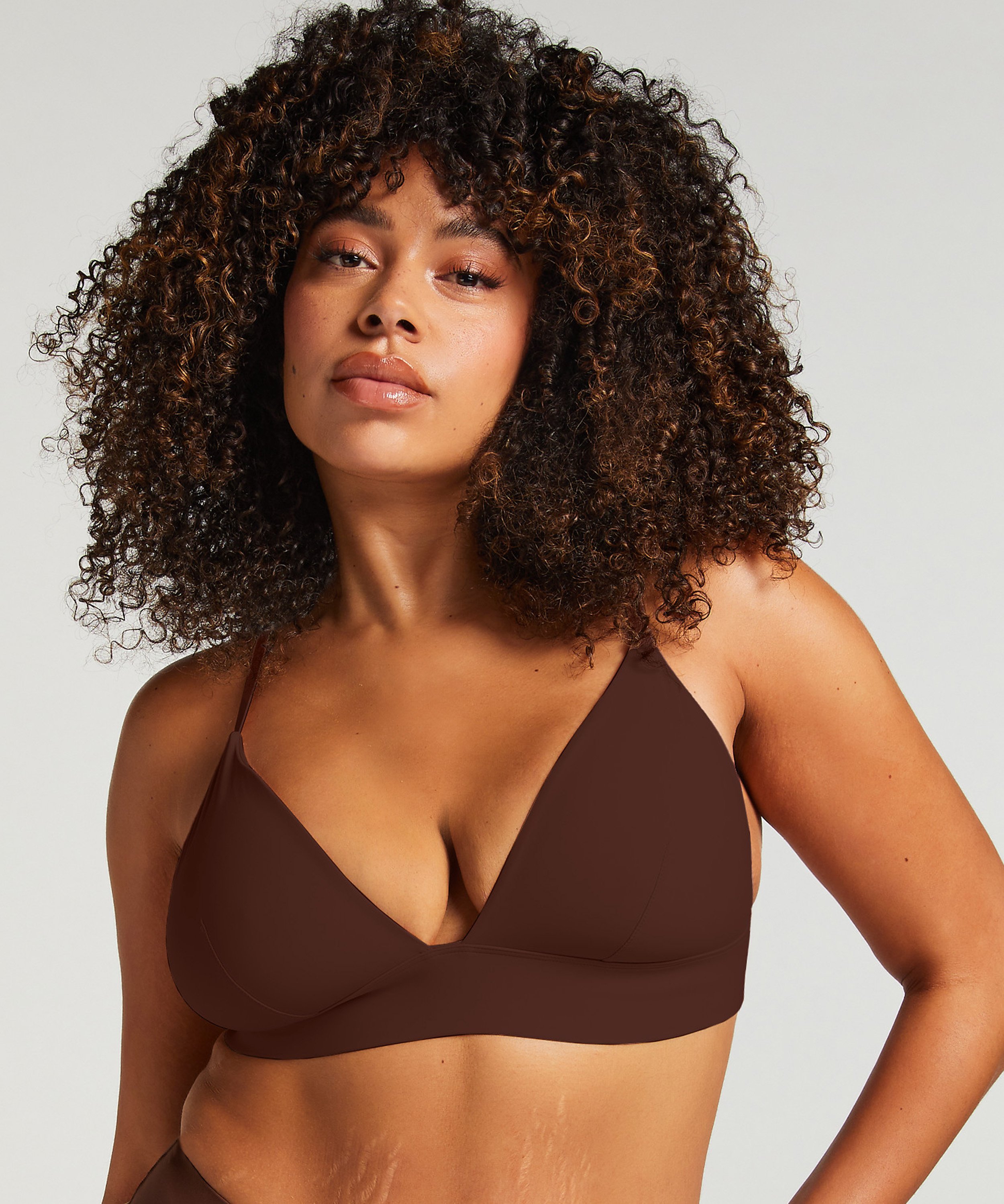 Smooth Triangle Bralette, Brown, main
